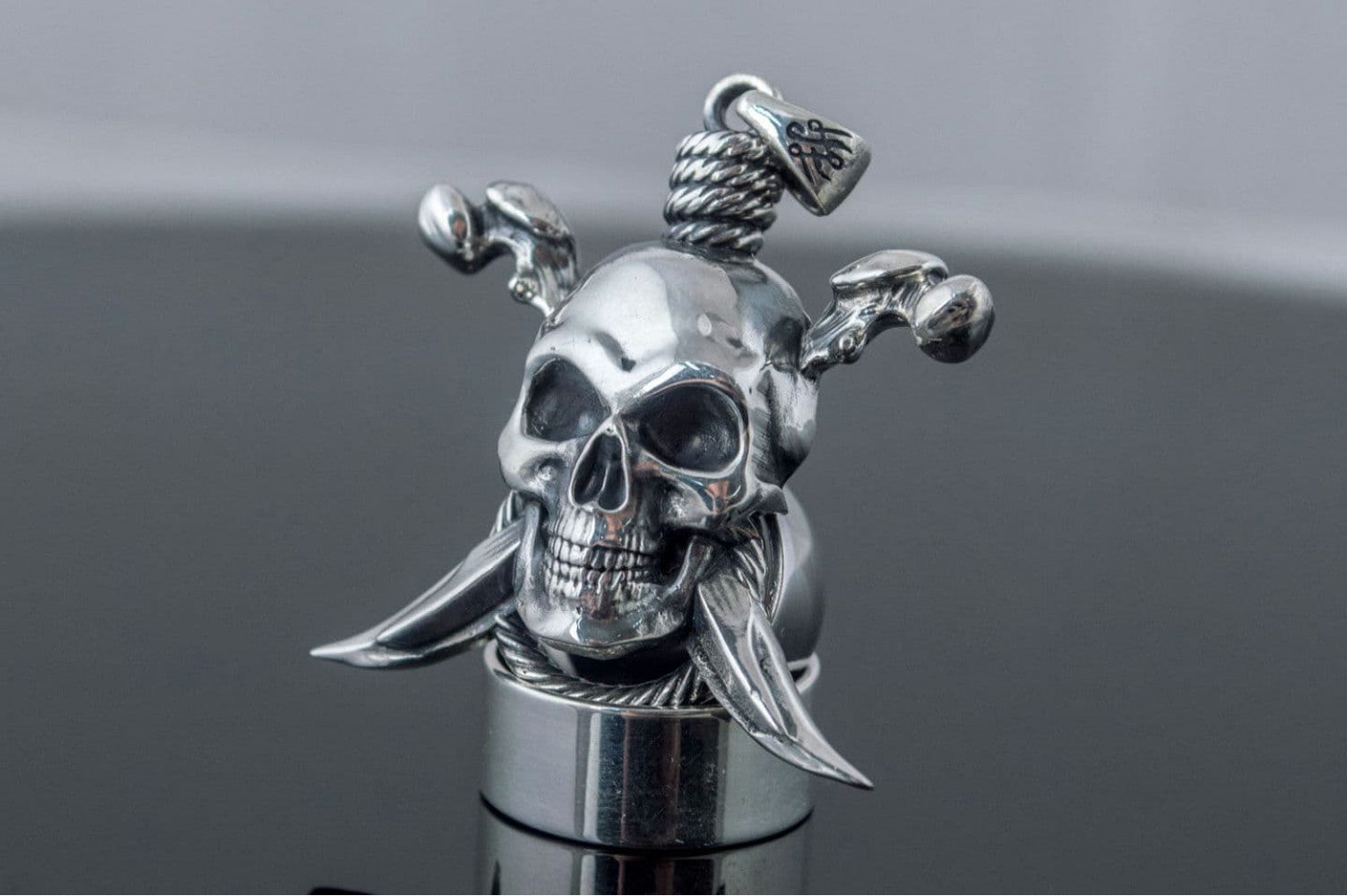 Pirate Skull Pendant Sterling Silver Handmade Jewelry - vikingworkshop