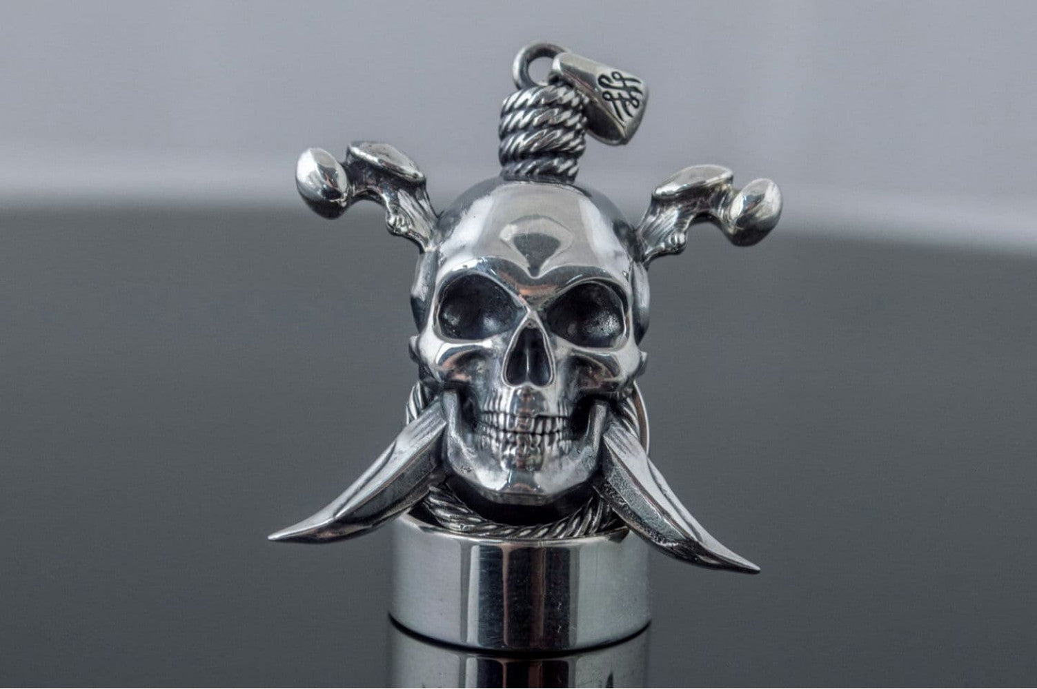 Pirate Skull Pendant Sterling Silver Handmade Jewelry - vikingworkshop