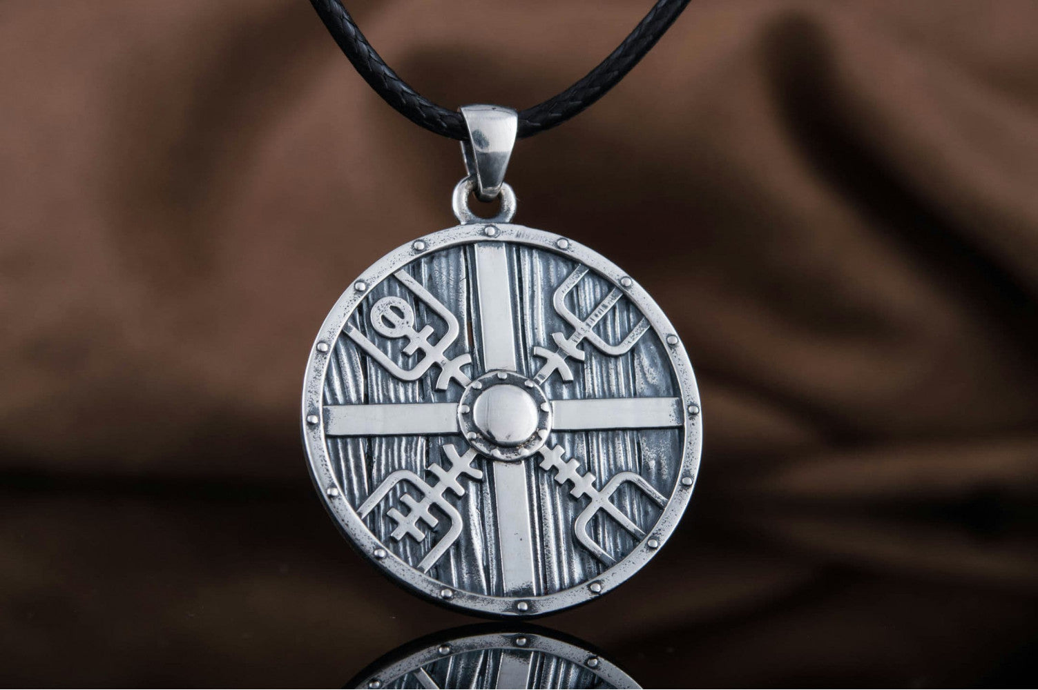 Lagertha's Shield Pendant Handmade Sterling Silver Viking Necklace - vikingworkshop