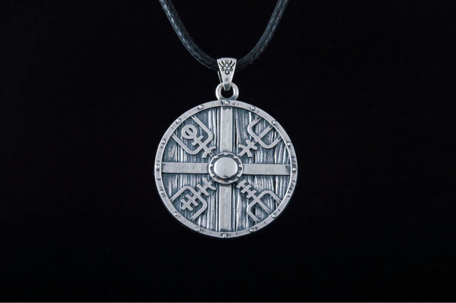 Lagertha's Shield Pendant Handmade Sterling Silver Viking Necklace - vikingworkshop