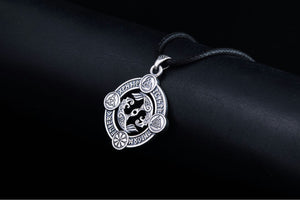 Odin Raven Pendant with Norse Symbols Sterling Silver Viking Jewelry - vikingworkshop