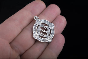 Odin Raven Pendant with Norse Symbols Sterling Silver Viking Jewelry - vikingworkshop