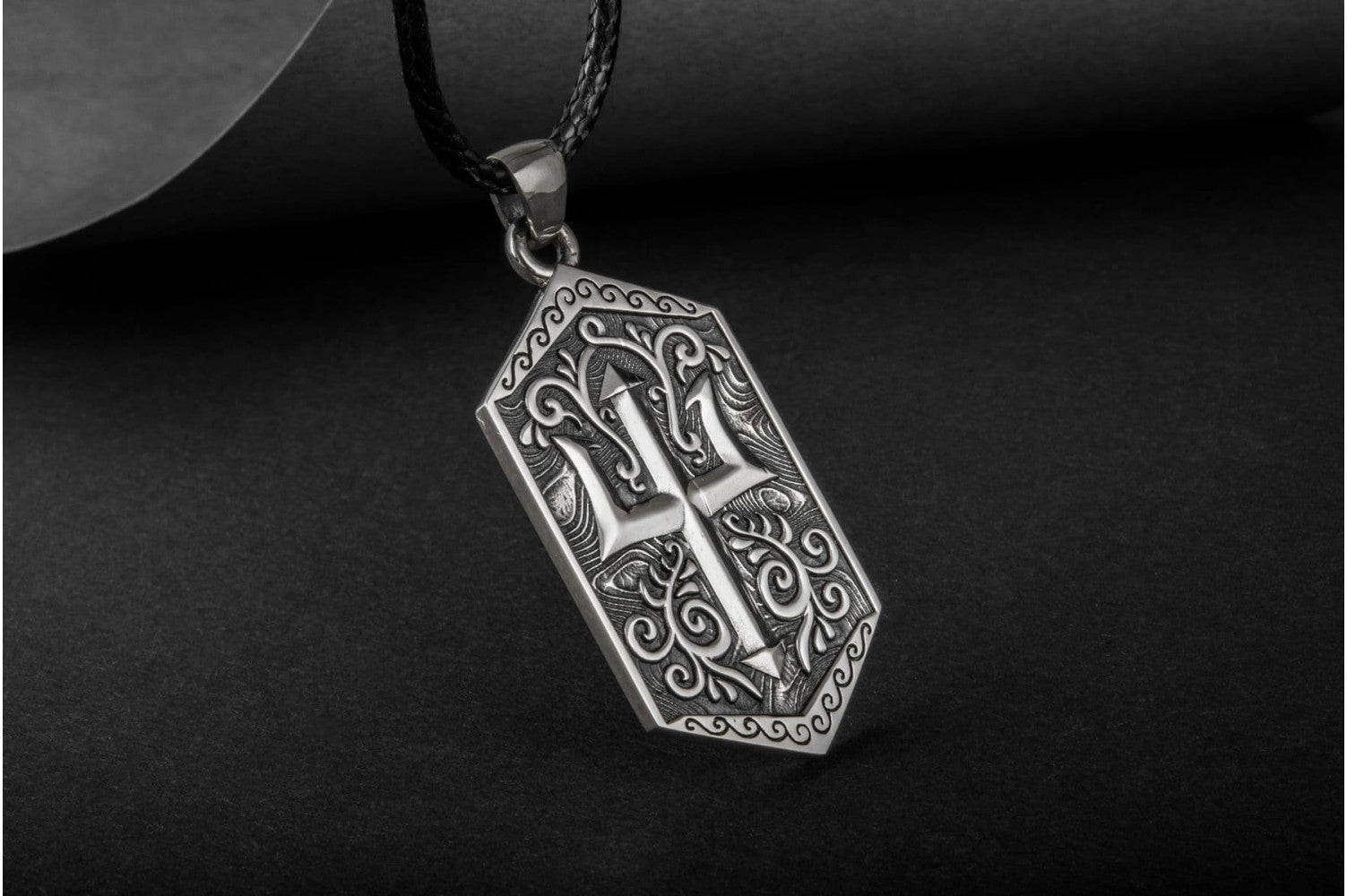 Trident Symbol Pendant Sterling Silver Pagan Jewelry - vikingworkshop