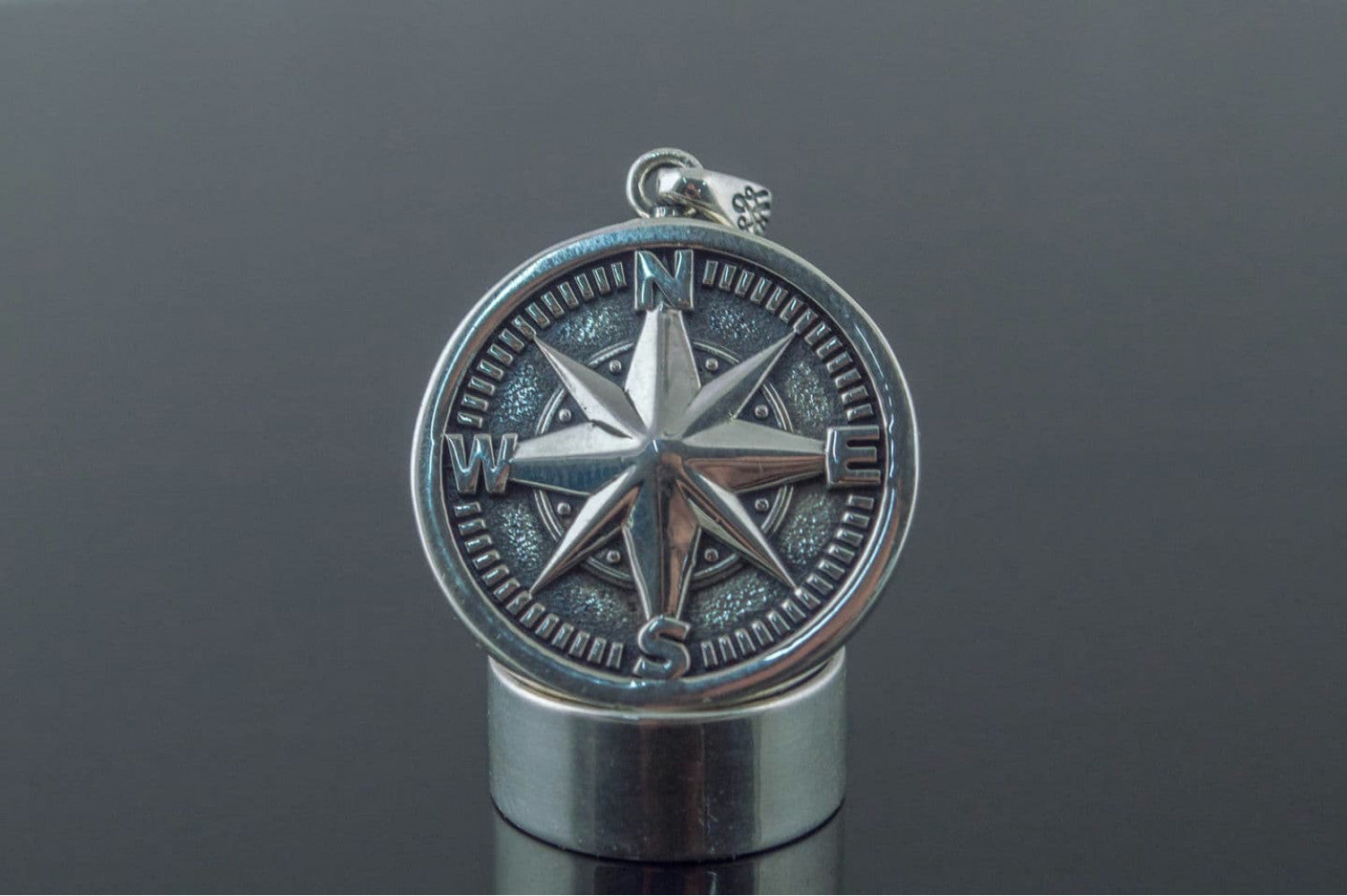 Compass Pendant Handmade Starling Silver Jewelry - vikingworkshop