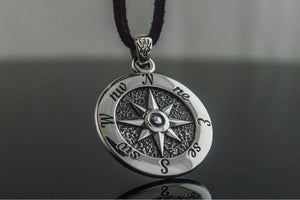 Compass Symbol Pendant Sterling Silver Norse Jewelry - vikingworkshop