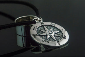 Compass Symbol Pendant Sterling Silver Norse Jewelry - vikingworkshop