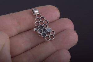 Unique Pendant with Bee Symbol Sterling Silver Handcrafted Jewelry - vikingworkshop