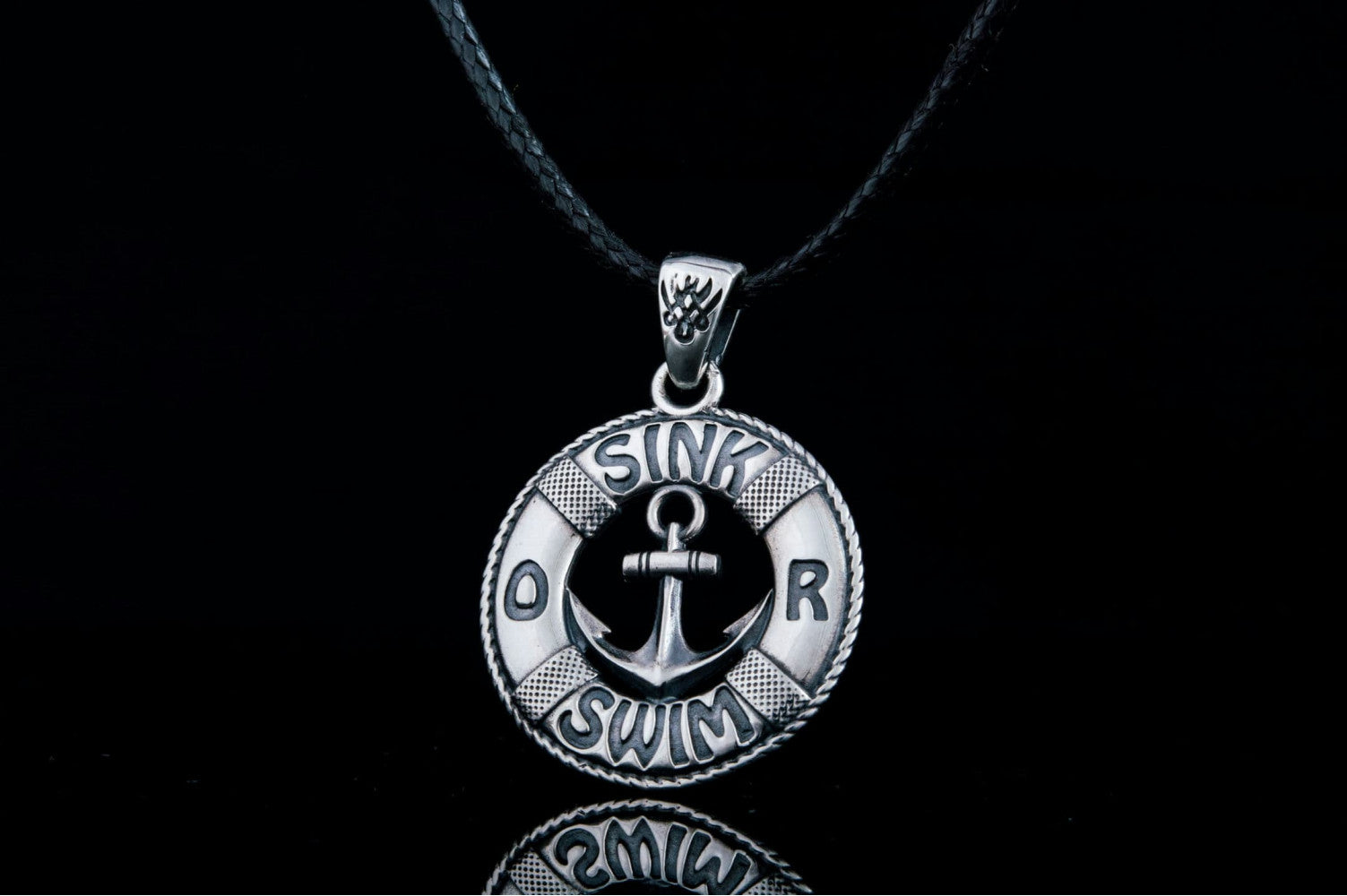 Sailor Lifebuoy Pendant Sterling Silver Jewelry - vikingworkshop