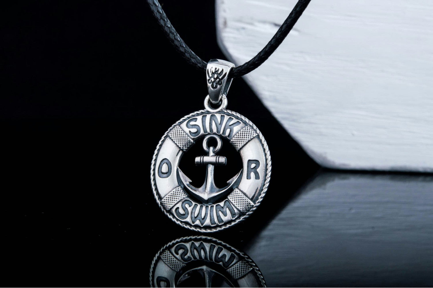 Sailor Lifebuoy Pendant Sterling Silver Jewelry - vikingworkshop