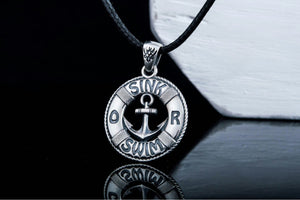 Sailor Lifebuoy Pendant Sterling Silver Jewelry - vikingworkshop