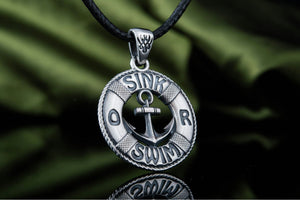 Sailor Lifebuoy Pendant Sterling Silver Jewelry - vikingworkshop