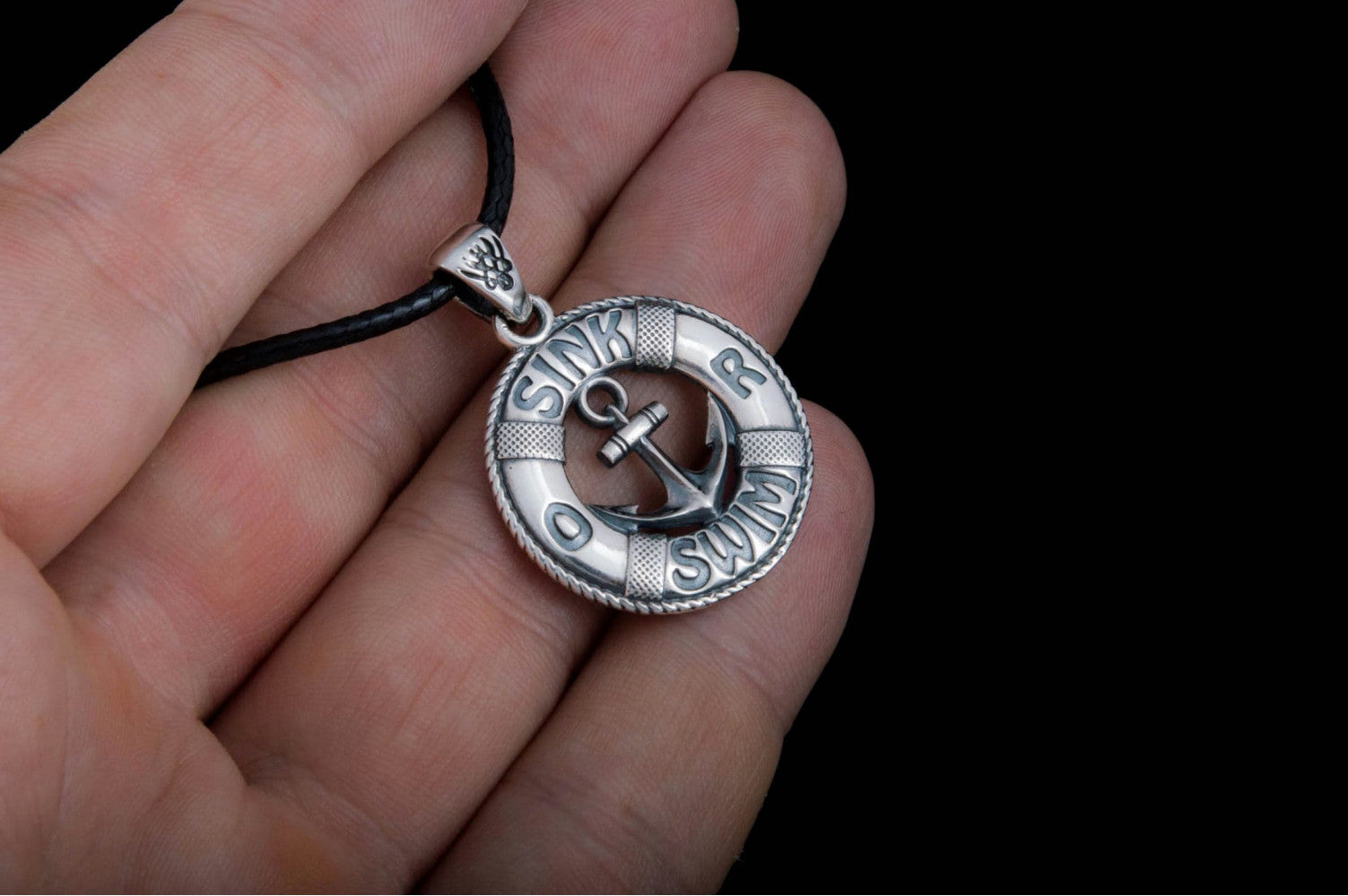 Sailor Lifebuoy Pendant Sterling Silver Jewelry - vikingworkshop