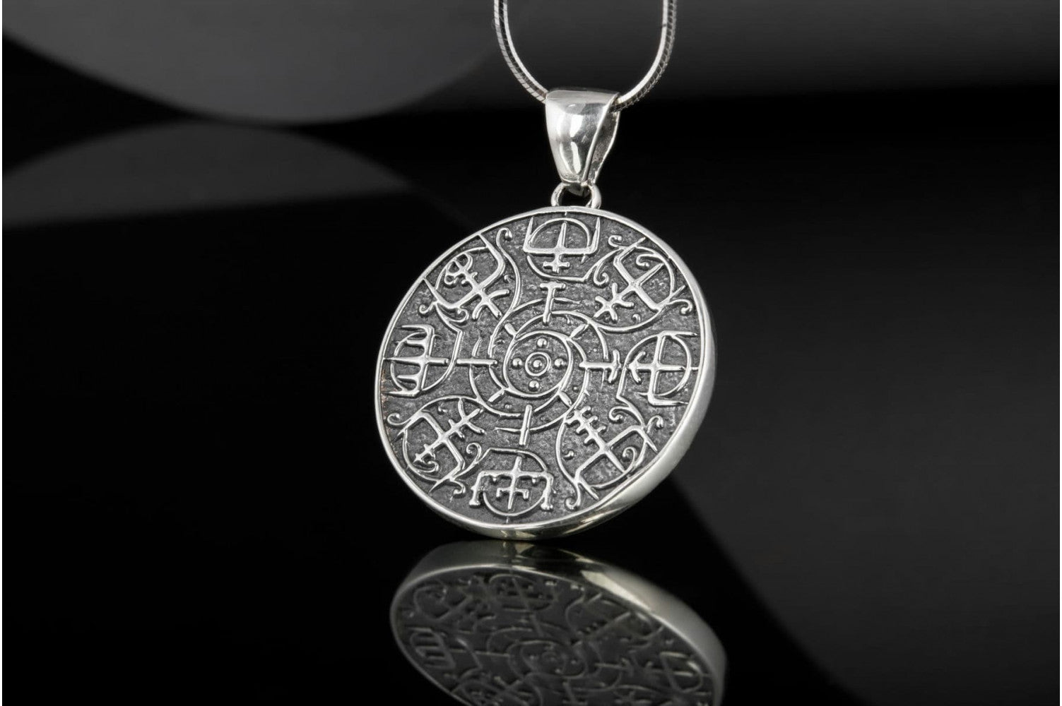 Vegvisir Symbol Pendant Sterling Silver Norse Jewelry - vikingworkshop