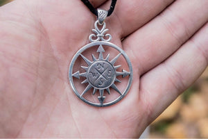 Compass Pendant Sterling Silver Handmade Unique Jewelry - vikingworkshop