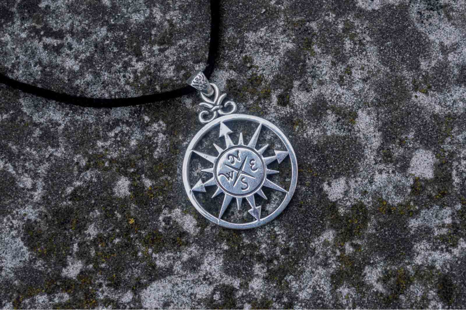 Compass Pendant Sterling Silver Handmade Unique Jewelry - vikingworkshop