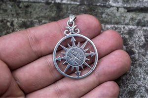 Compass Pendant Sterling Silver Handmade Unique Jewelry - vikingworkshop