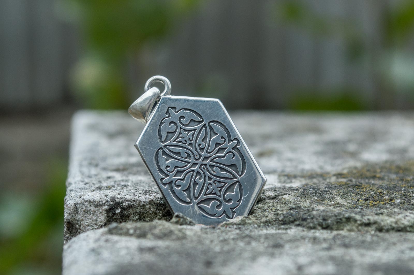 Unique Handcrafted Pendant with Geraldic lilia Sterling Silver Viking Jewelry - vikingworkshop