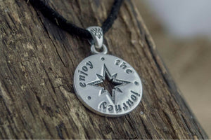 Compass Pendant Sterling Silver Unique Handmade Jewelry V03 - vikingworkshop