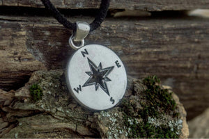 Compass Pendant Sterling Silver Unique Handmade Jewelry V03 - vikingworkshop