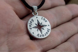 Compass Pendant Sterling Silver Unique Handmade Jewelry V03 - vikingworkshop