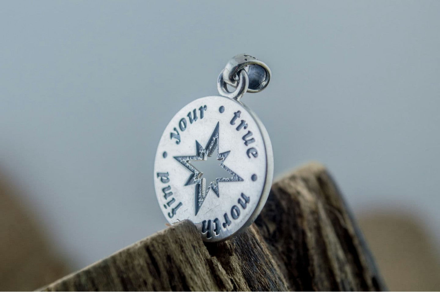 Compass Pendant Sterling Silver Unique Handmade Jewelry V02 - vikingworkshop