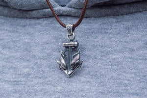 Anchor with Fish Pendant Sterling Silver Unique Handmade Jewelry - vikingworkshop