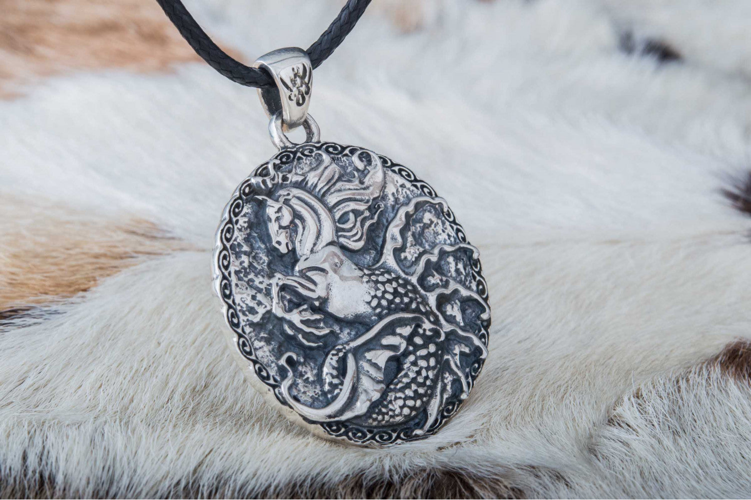 Hippocampus Mythology Sterling Silver Pendant Handmade Viking Jewelry - vikingworkshop