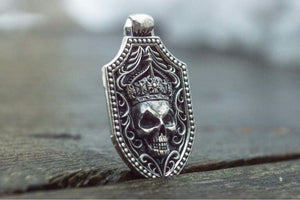 Pendant with Skull Sterling Silver Handmade Jewelry - vikingworkshop