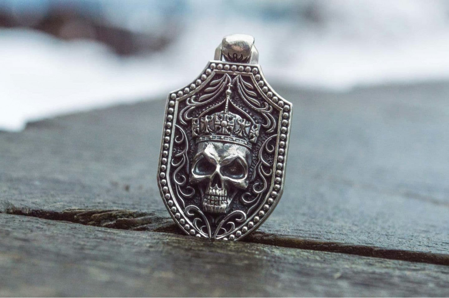 Pendant with Skull Sterling Silver Handmade Jewelry - vikingworkshop