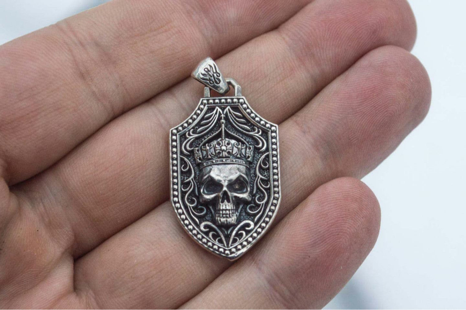 Pendant with Skull Sterling Silver Handmade Jewelry - vikingworkshop