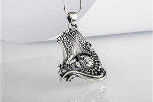 Drakkar Pendant with Viking Symbols Sterling Silver Jewelry - vikingworkshop