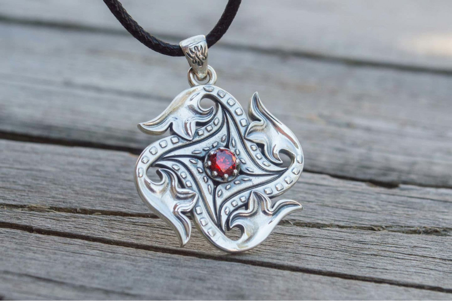 Flower Style Pendant Sterling Silver Handmade Unique Jewelry V2 - vikingworkshop