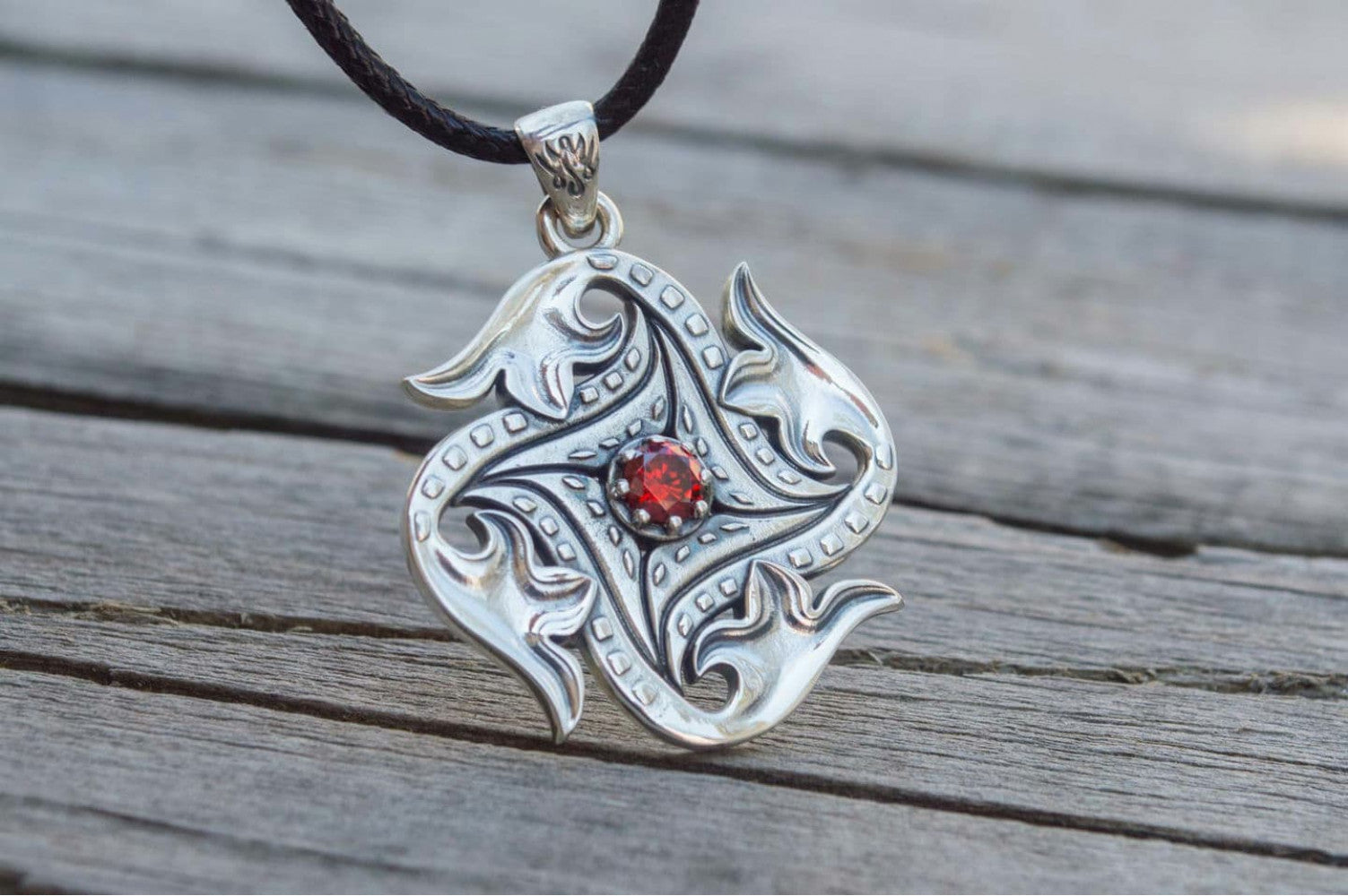 Flower Style Pendant Sterling Silver Handmade Unique Jewelry V2 - vikingworkshop