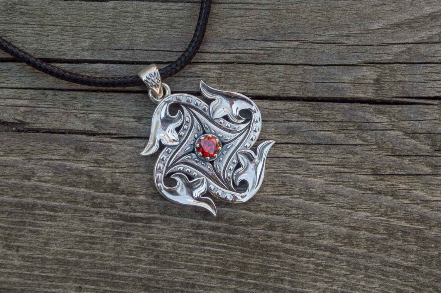 Flower Style Pendant Sterling Silver Handmade Unique Jewelry V2 - vikingworkshop