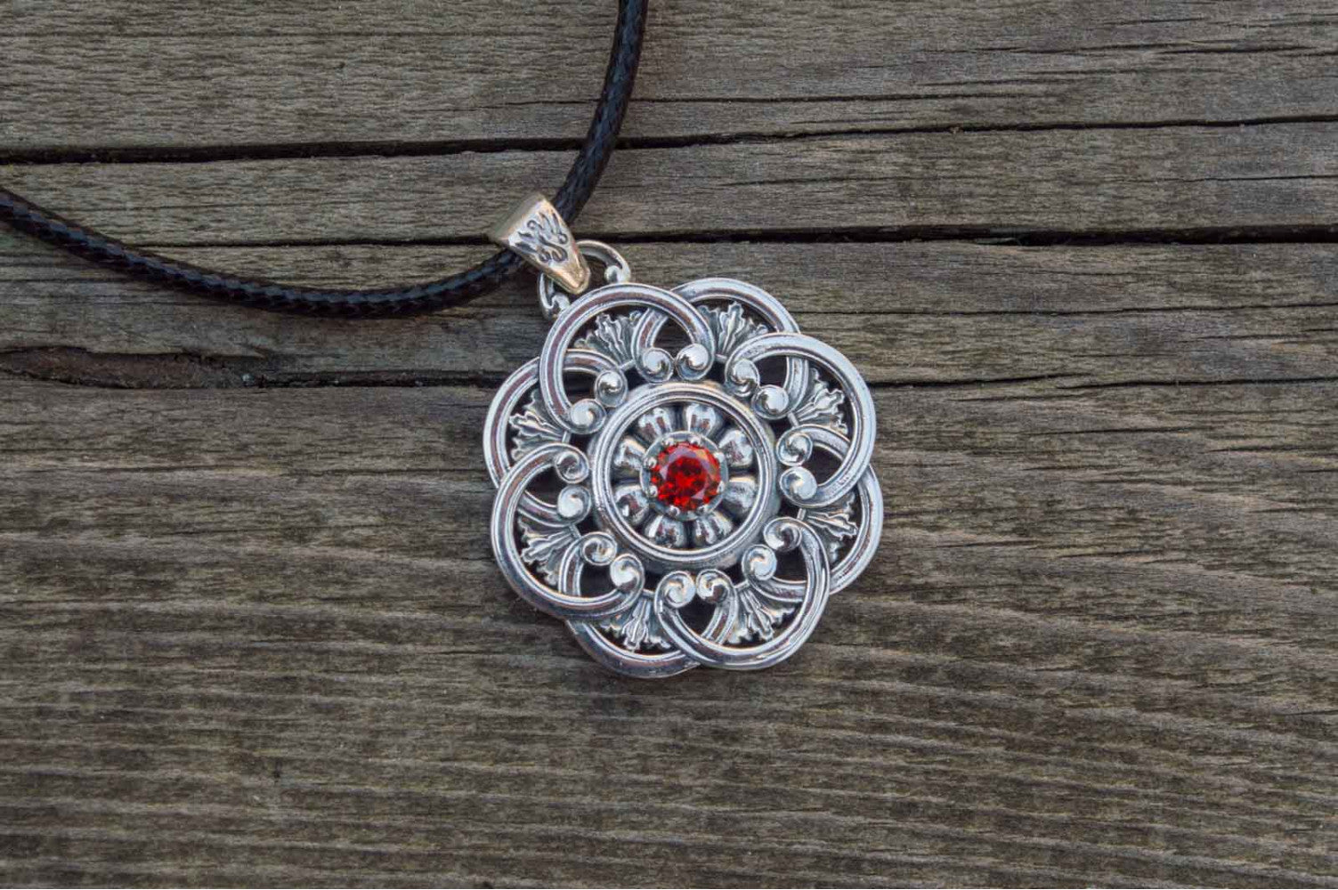 Flower Style Pendant Sterling Silver Handmade Unique Jewelry - vikingworkshop