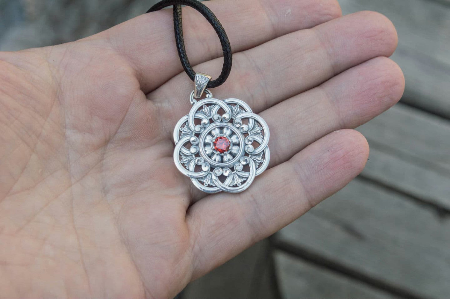 Flower Style Pendant Sterling Silver Handmade Unique Jewelry - vikingworkshop