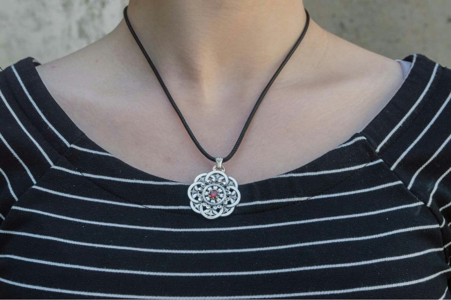 Flower Style Pendant Sterling Silver Handmade Unique Jewelry - vikingworkshop