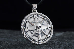 Pirate Symbol Pendant Sterling Silver Jewelry - vikingworkshop