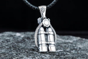 Scuba Pendant Sterling Silver Handmade Jewelry - vikingworkshop