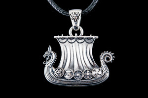 Norse Drakkar Pendant Sterling SIlver Viking Jewelry - vikingworkshop