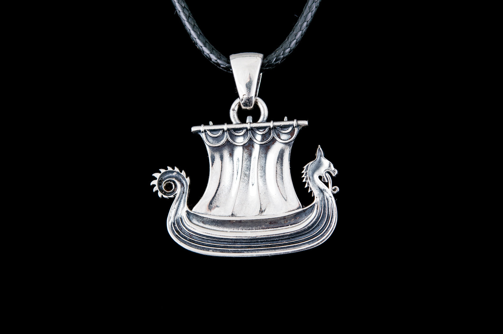 Norse Drakkar Pendant Sterling SIlver Viking Jewelry - vikingworkshop