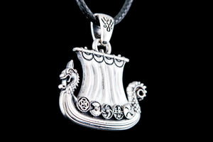 Norse Drakkar Pendant Sterling SIlver Viking Jewelry - vikingworkshop