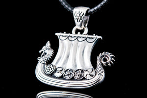 Norse Drakkar Pendant Sterling SIlver Viking Jewelry - vikingworkshop