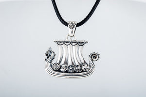 Norse Drakkar Pendant Sterling SIlver Viking Jewelry - vikingworkshop