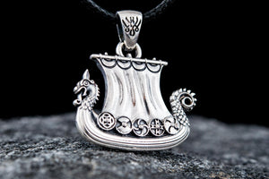 Norse Drakkar Pendant Sterling SIlver Viking Jewelry - vikingworkshop