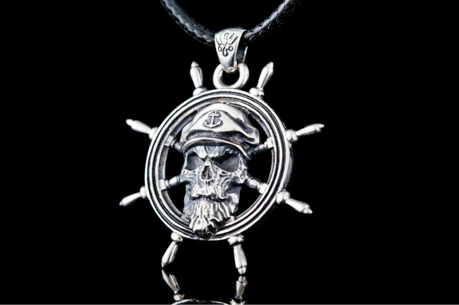 Skull Pendant with Handweel Symbol Sterling Silver Jewelry - vikingworkshop