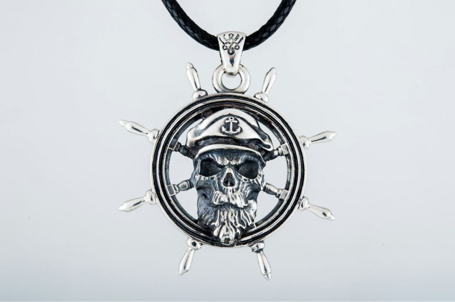 Skull Pendant with Handweel Symbol Sterling Silver Jewelry - vikingworkshop