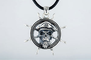 Skull Pendant with Handweel Symbol Sterling Silver Jewelry - vikingworkshop