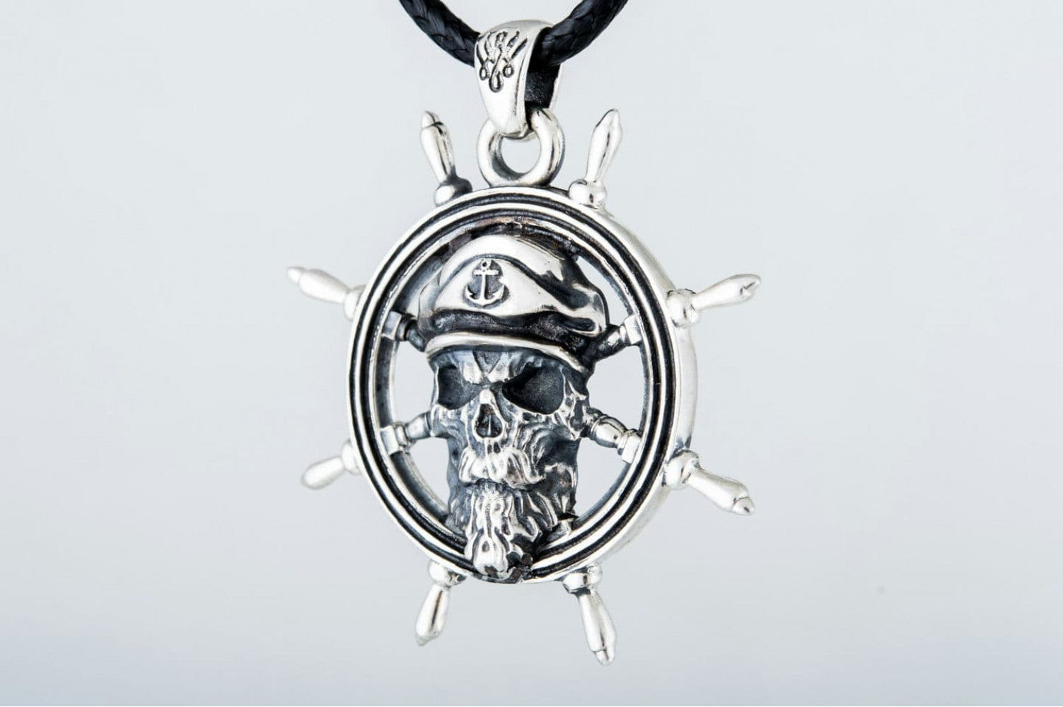 Skull Pendant with Handweel Symbol Sterling Silver Jewelry - vikingworkshop