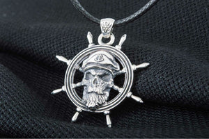 Skull Pendant with Handweel Symbol Sterling Silver Jewelry - vikingworkshop